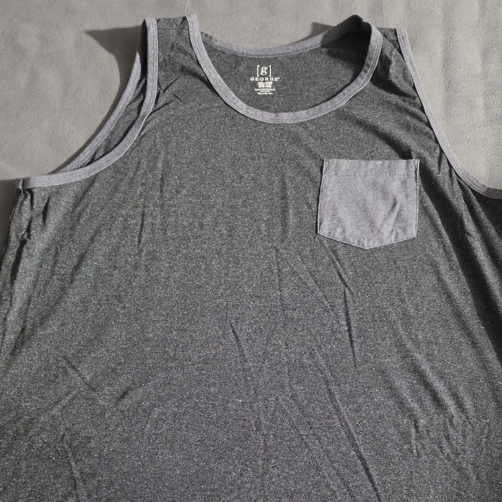 George Men’s Dark Gray Tank Top with Light Gray Pocket Trim